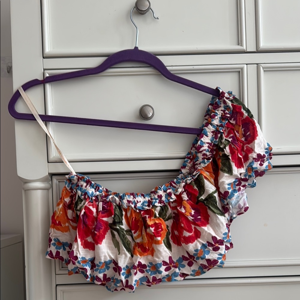 Floral One-Shoulder Crop Top